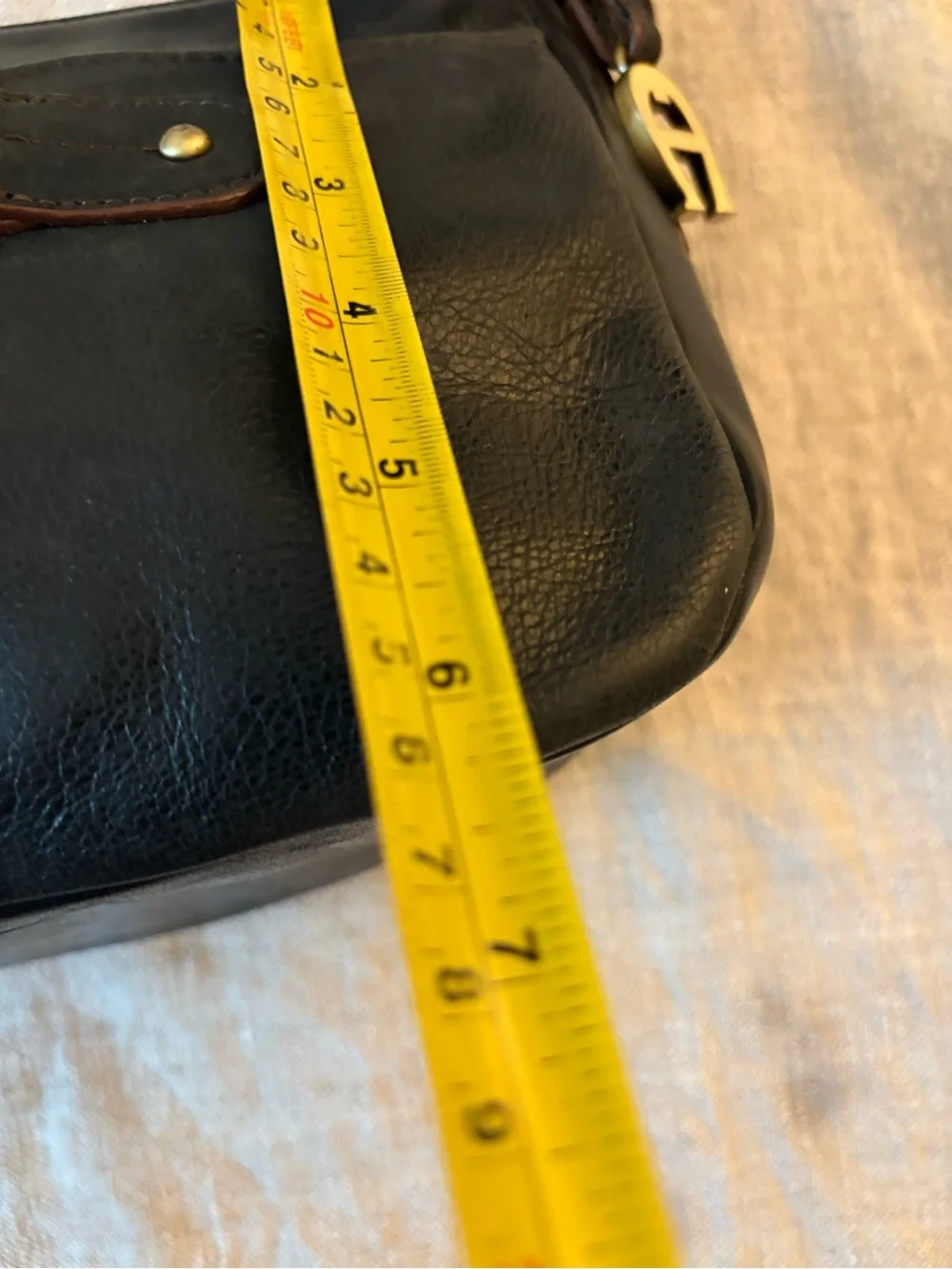 Etienne Aigner Black Leather Messenger Bag with Gold Hardware